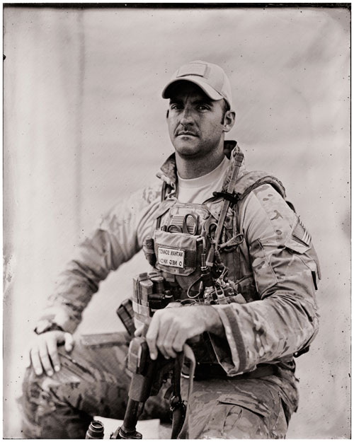One of Drew's fellow soldiers sits for a portrait. Tintypes require long exposures -- subjects must remain perfectly still for at least six seconds