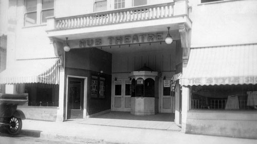 The Throckmorton, originally called the Hub Theatre, is 100 years old this year. On March 29, the historic building celebrates its centenary with a star-studded bash, which will also mark the tenth anniversary of it's reopening as a community theater. Photo courtesy of Lucretia Little History Room, Mill Valley Public Library.