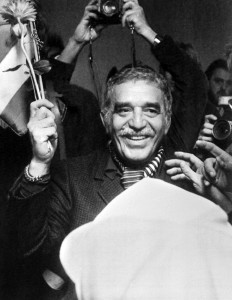 Colombian writer Gabriel Garcia Marquez, literature Nobel prize arrives, on December 7, 1982, at the airport in Stockholm.