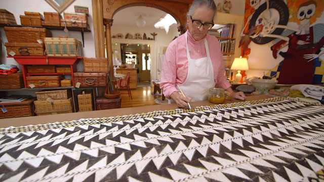 Wendeanne Ke'aka Stitt moves the Kapa tradition forward by applying her experience as a master quilter to the art of Kapa making, piecing the cloth into designs such as this one.