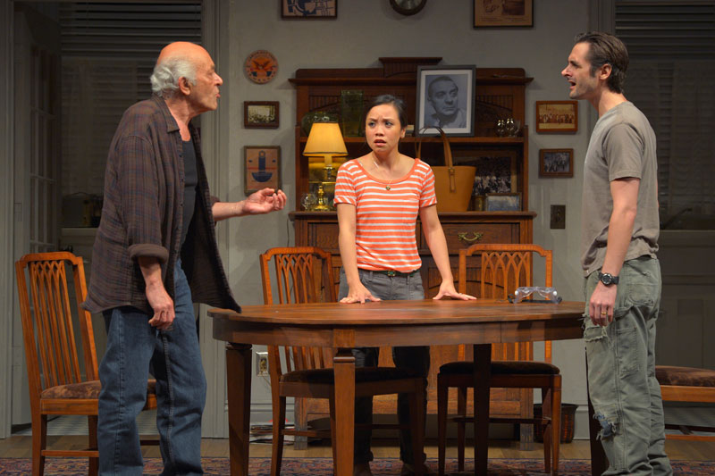 Mark Margolis (Gus), Tina Chilip (Sooze) and Joseph J. Parks (Vito) in The Intelligent Homosexual’s Guide to Capitalism and Socialism with a Key to the Scriptures  at Berkeley Rep.