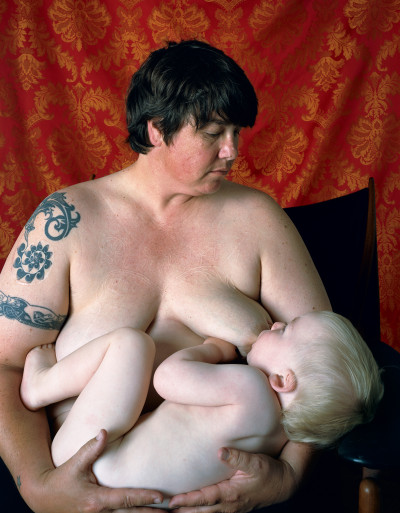 Catherine Opie, "Self Portrait / Nursing," 2004, C-print 40 x 32 inches,  Courtesy the artist and Regen Projects, Los Angeles. c. Catherine Opie