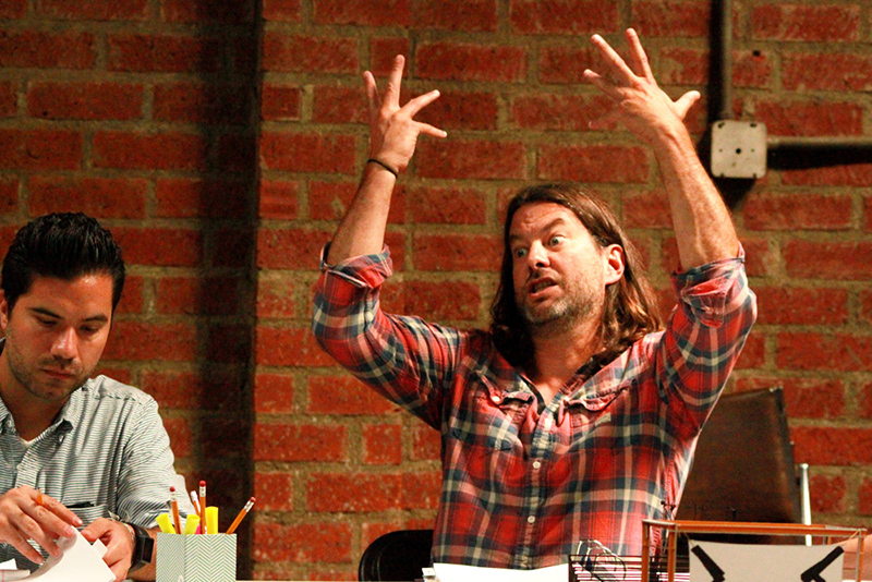 Cornerstone Theatre director Michael John Garces at a recent table reading for <i>California: The Tempest</i>