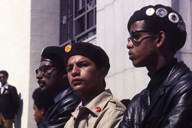 Brown Berets and Black Panthers in Oakland, 1968; Photo by Jeffrey Blankfort