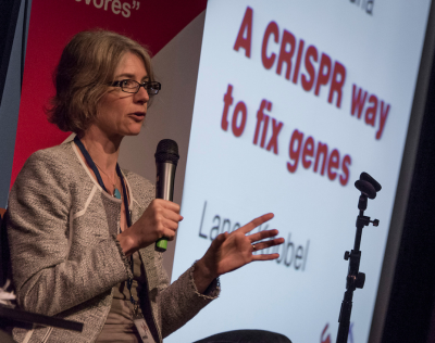 Jennifer Doudna discusses her gene editing technique.  Photo by Pete Rosos