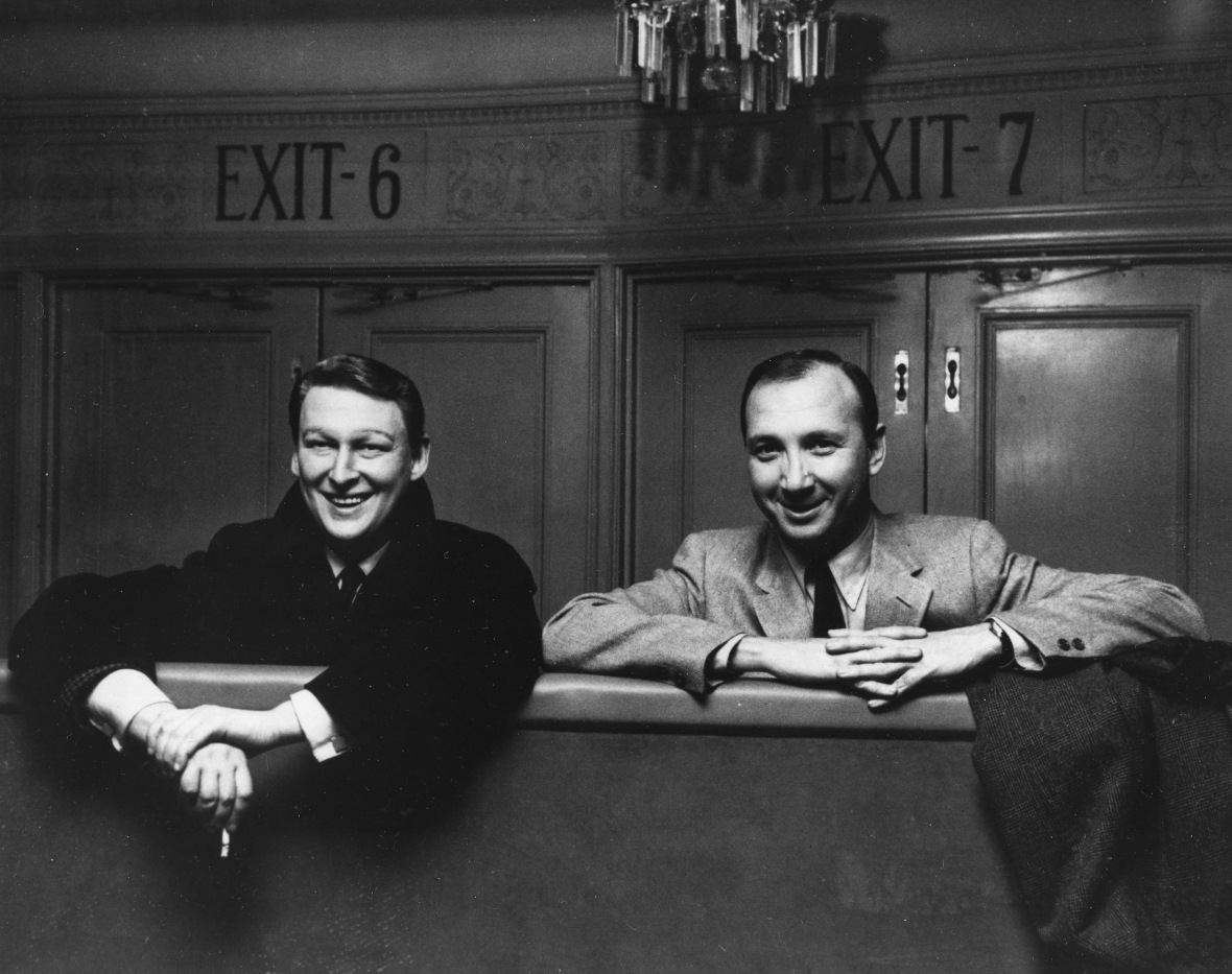 Nichols (left) and playwright Neil Simon pose together after a show rehearsal in March 1968 in New York City.