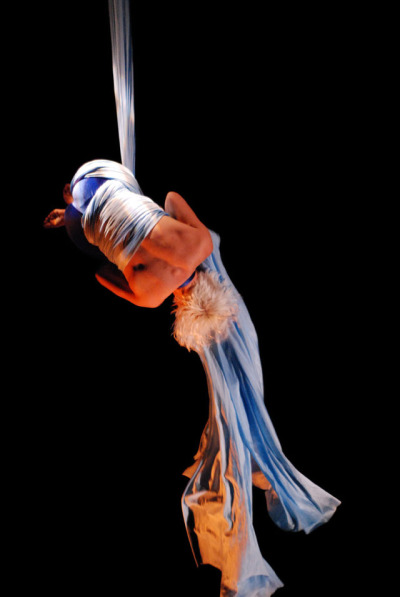 Sweet Can co-founder Kerri Kresinski performs an aerial silk act. Photo courtesy of Sweet Can Productions.
