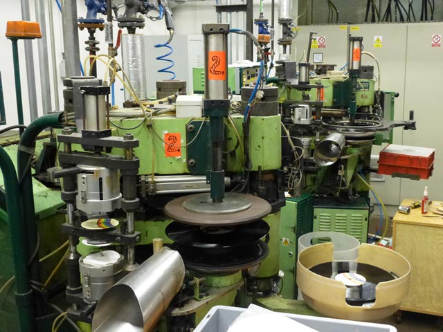 The new vinyl press is a design based on older pressing machines, shown here. (Photo: Filip Singer/EPA, courtesy Pirates Press)