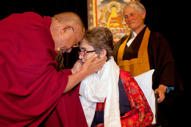 Dr. Grace Dammann with the Dalai Lama at the Unsung Heroes of Compassion award ceremony in 2009. Dammann was honored for her work as the co-founder of one of San Francisco’s first HIV/AIDS clinics for poor people during the disease’s deadliest era.
