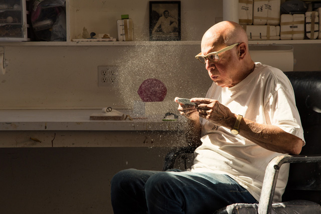 Ron Nagle in his ceramics studio , 2014. (Photo: William Pruyn)