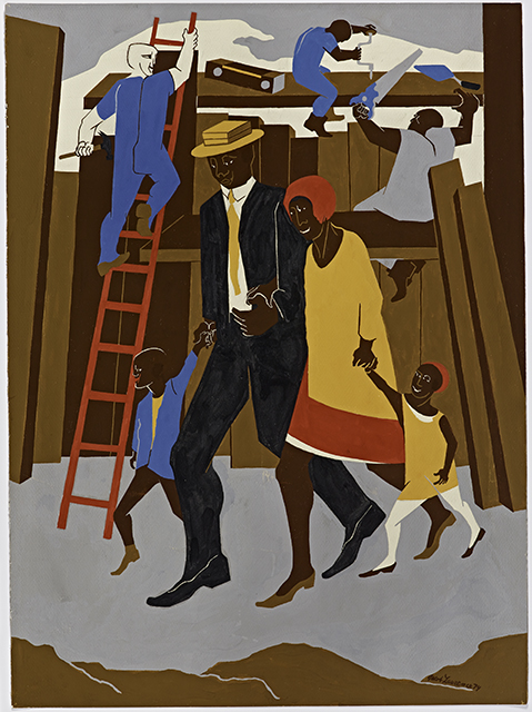 Jacob Lawrence, Poster Design... Whitney Exhibition, 1974. (Gift of Dr. Herbert J. Kayden and Family in memory of Dr. Gabrielle H. Reem © 2015 The Jacob and Gwendolyn Lawrence Foundation, Seattle / Artists Rights Society (ARS), New York)
