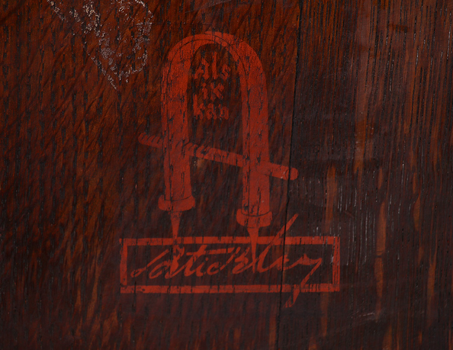 Stamp on the Gustav Stickley dining table. (Courtesy of California Historical Design)