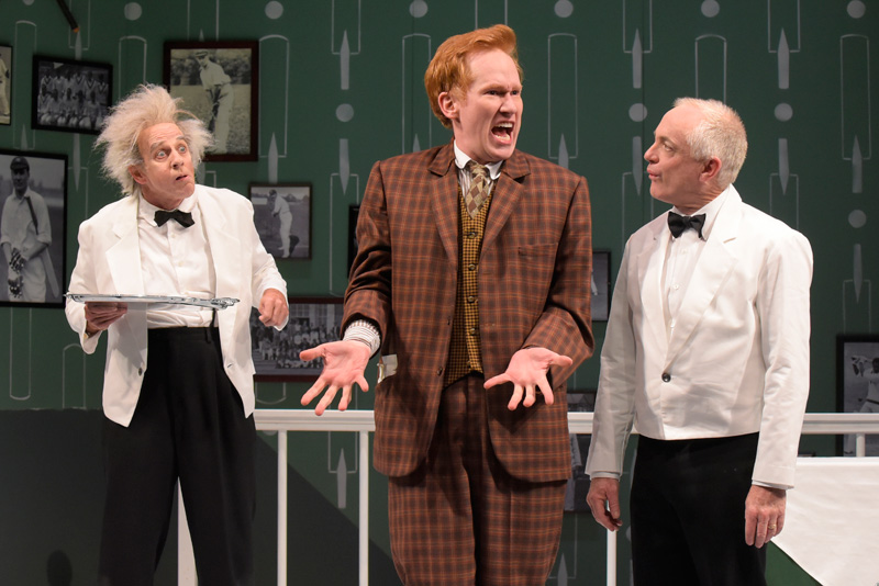 Ron Campbell (Alfie), Dan Donohue (Francis Henshall) and Danny Scheie (Gareth) in One Man, Two Guvnors at Berkeley Rep. (Photo: mellopix.com)