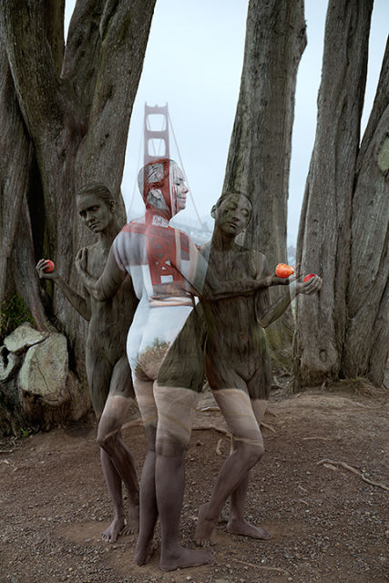 Trina Merry, 'Golden Gate Bridge, San Francisco (after Raphael, 'Three Graces'), 2015. (Bodypaint and photography: Trina Merry)