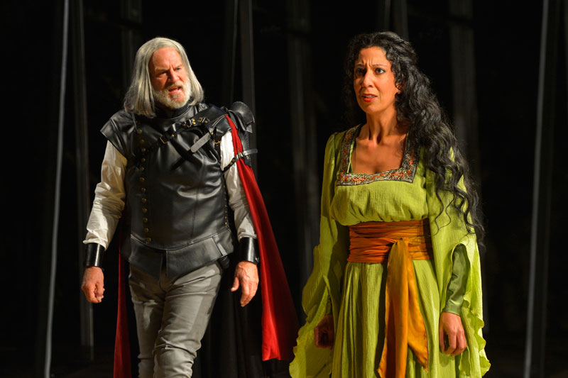 Julian López-Morillas as Clotaldo and Sarah Nina Hayon as Rosaura in California Shakespeare Theater’s Life Is a Dream. (Photo: Kevin Berne)