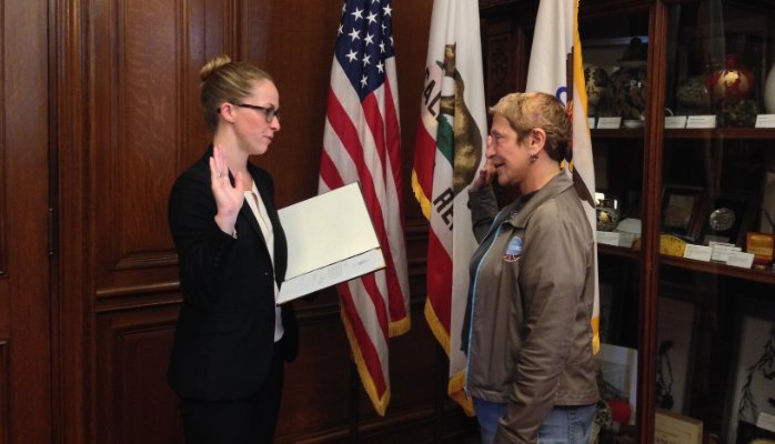 Joseph being sworn in once again to the San Francisco Entertainment Commission in 2015
