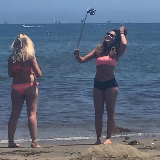 A selfie stick in use in Santa Barbara, CA. (Photo: Shea Sweeney)