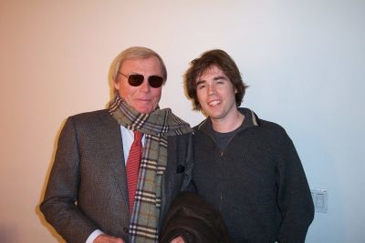 Wurster (R) hanging with actor Adam West during Wurster's MTV writing days