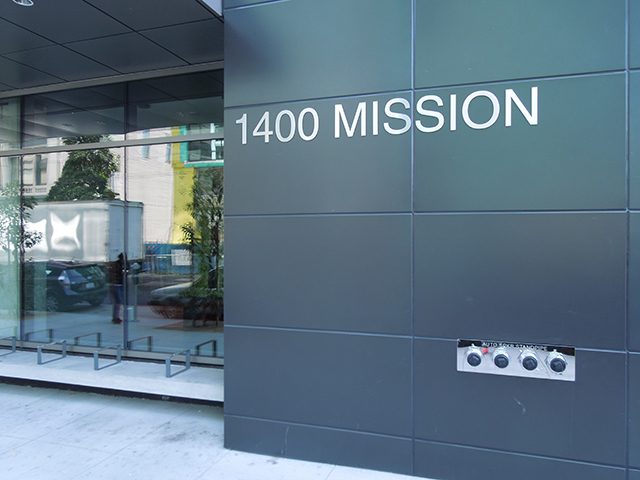 The entrance of 1400 Mission. (Photo: Sarah Hotchkiss/KQED)