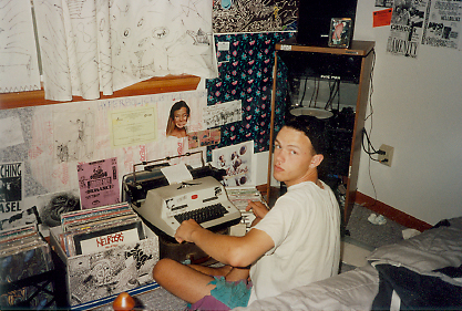 Banging out a zine in my bedroom, in 1991.