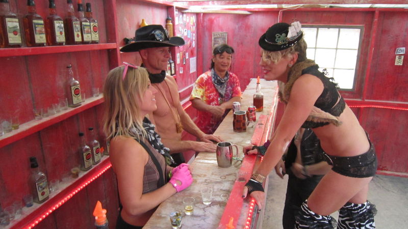 Camp Hardly runs a popular whiskey bar at Burning Man.