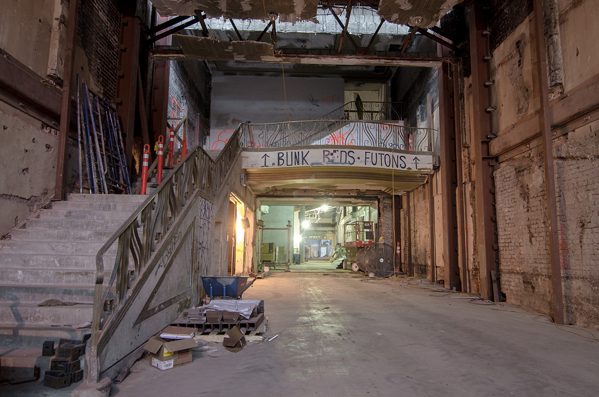 New Mission lobby staircase under construction, April 2015.