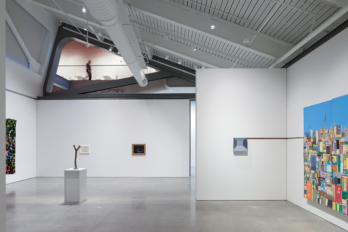 Installation view of 'Architecture of Life,' 2016 with second floor visible.
