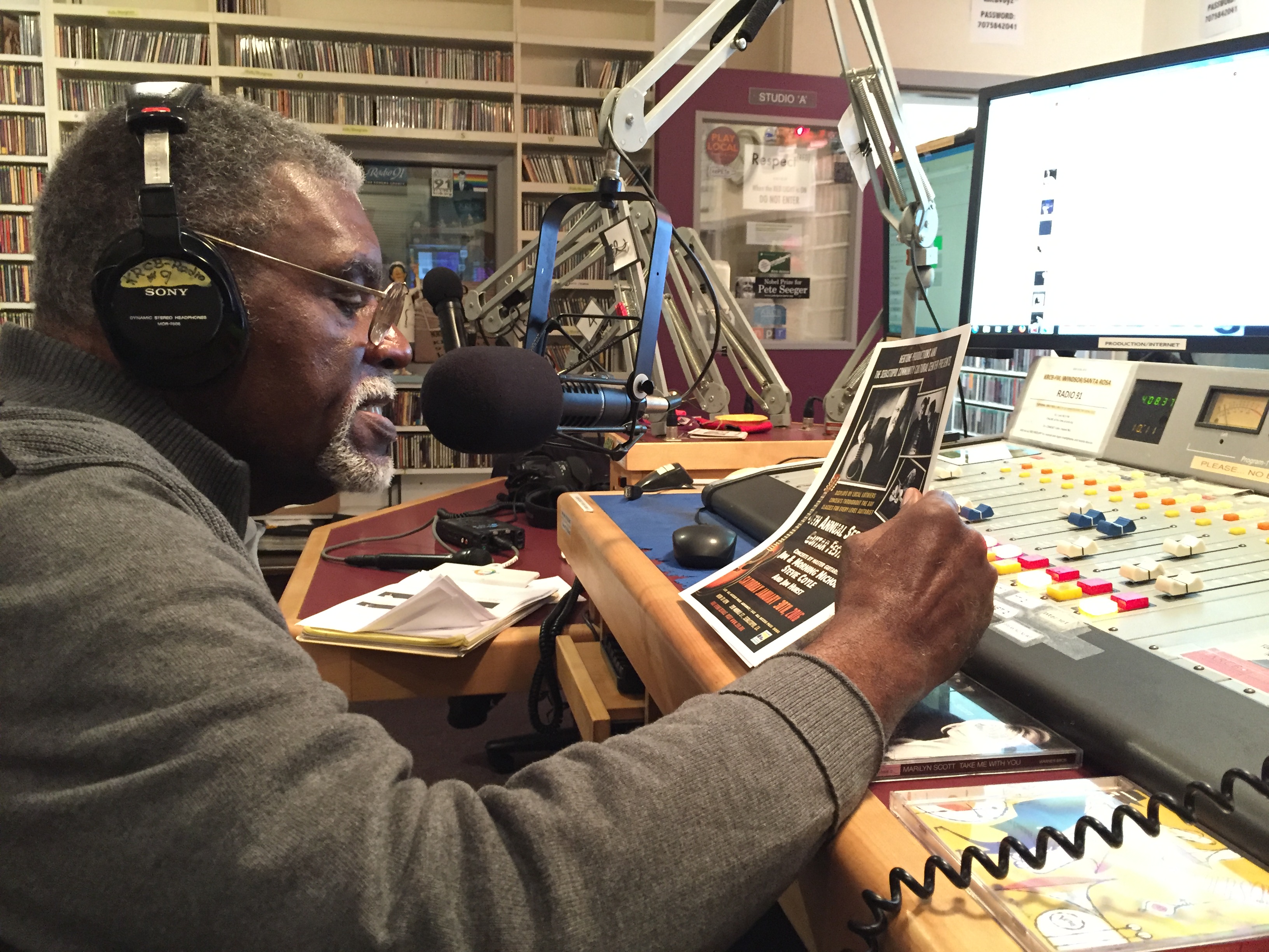 Former Black Panther Elbert 'Big Man' Howard hosts 'Jazz Connections' on KRCB-FM in Rohnert Park.