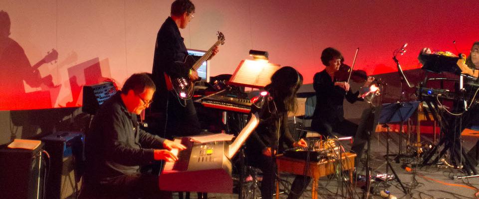 The Climate Music Project on stage at the Chabot Space & Science Center.