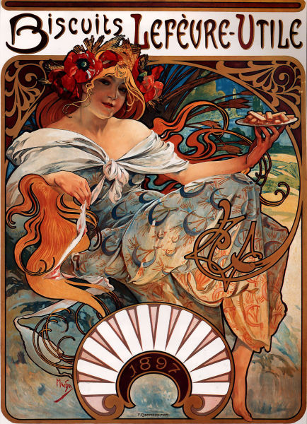 Poster for Biscuits Lefèvre-Utile (1896), by Alphonse Mucha.