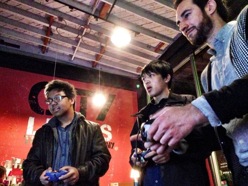 Rockage's Eric Fanali on the right with two other video game lovers