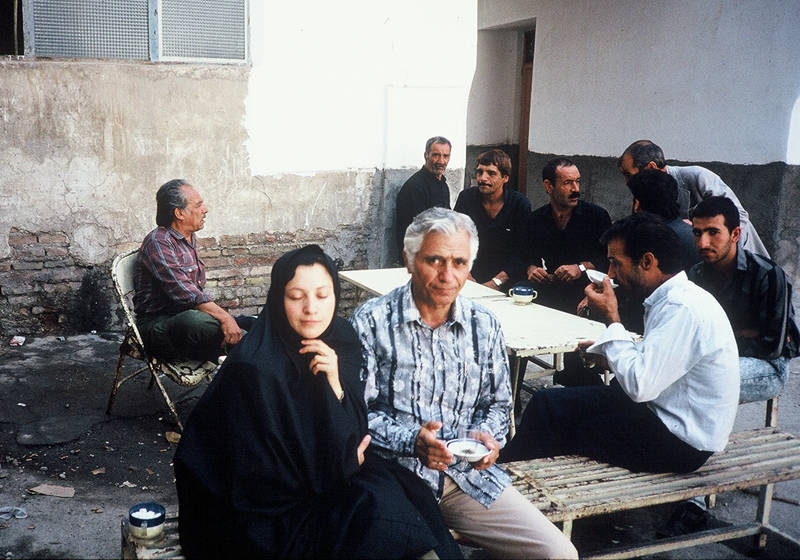 Hemami and her father pose for a picture at a teahouse in Qom, Iran during her visit in 1990