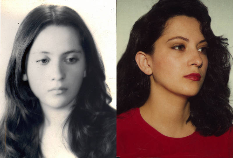 Hemami, pictured at 17 before moving to Oregon for college (left) and in her green card photo (right).