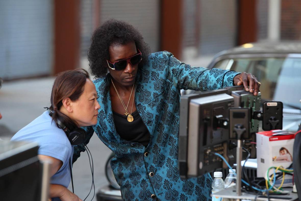 (L-R): Script Supervisor Belle Francisco and Director/Actor Don Cheadle on the set of 'Miles Ahead.'