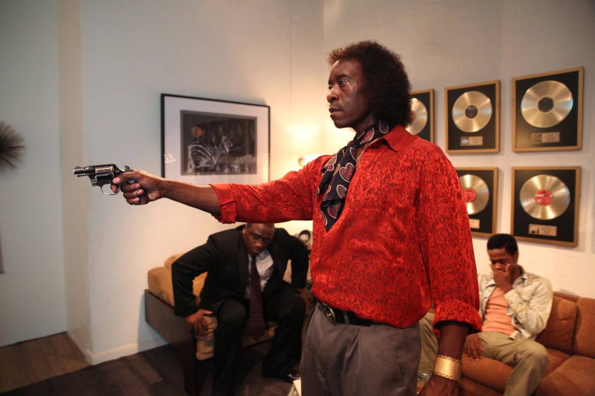 Don Cheadle as Miles Davis in a scene at Columbia Records, from 'Miles Ahead.'