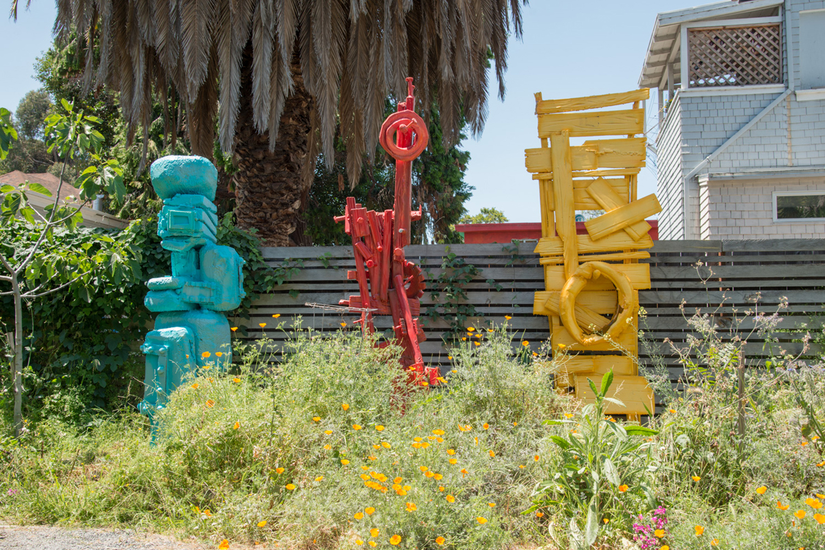 Three outdoor sculptures recently returned from a show near Santa Rosa.