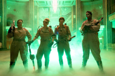 The Ghostbusters Abby (Melissa McCarthy), Holtzmann (Kate McKinnon), Erin (Kristen Wiig) and Patty (Leslie Jones)