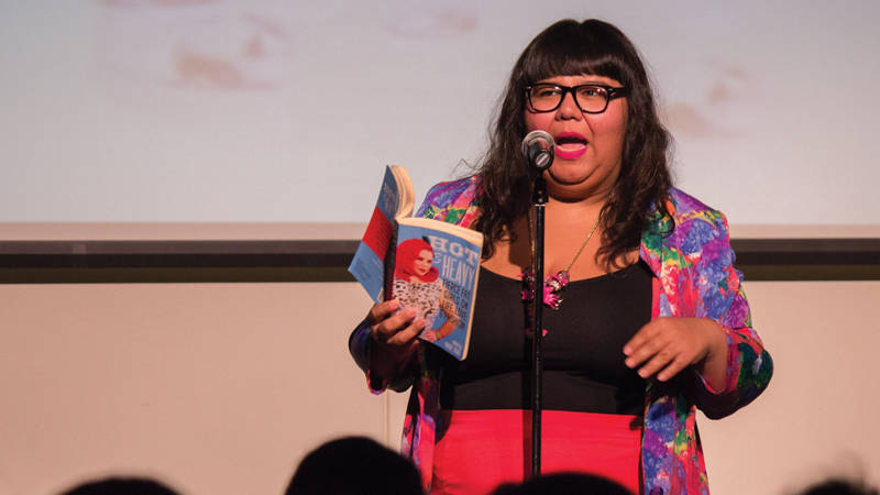 Virgie Tovar at a public reading