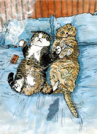Illustration from 'The Lesbian Sex Haiku Book (with Cats!)' by Kelsey Beyer.