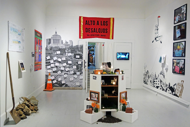 Installation view of 'Boom: The Art of Resistance, A Diversity of Bay Area Anti-Displacement Tactics.'