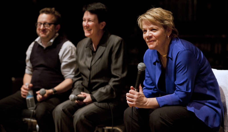 Cabrillo Festival of Contemporary Music director Marin Alsop (right) on a panel at the 2015 Festival