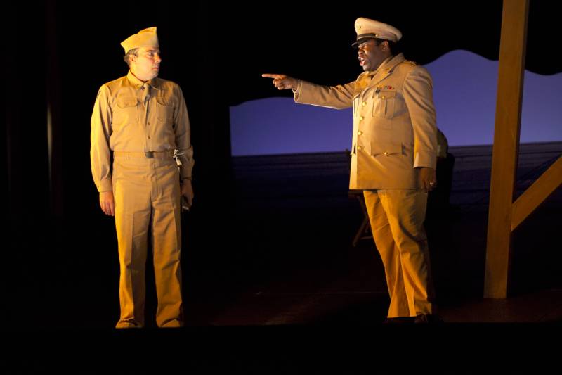 Baritone James Maddalena as Jack Hubbard, and bass-baritone Eric Owens as General Leslie Groves in SF Opera’s production of ‘Doctor Atomic’ by John Adams and Peter Sellars