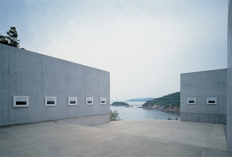 Hiroshi Sugimoto's "Time Exposed" seascape is exhibited at the Benesse House Museum.