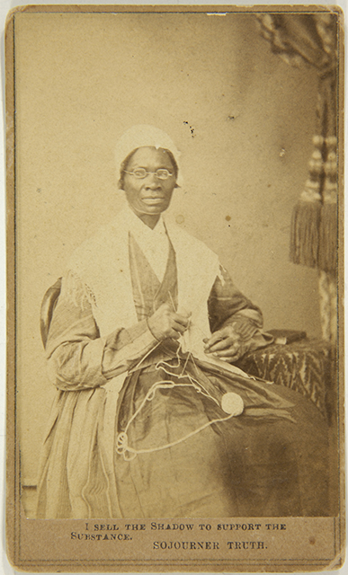 Captioned carte de visite of Sojourner Truth, 1864