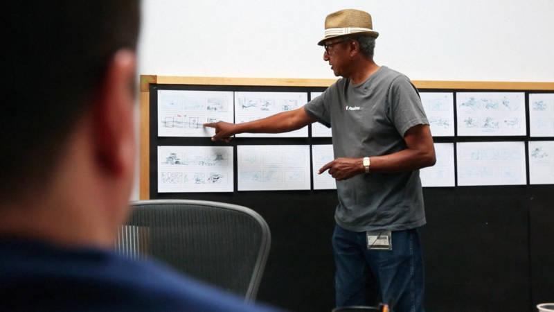 Norman pitches his storyboards to Disney executives in fall 2014.
