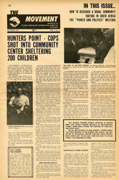 The Student Non-Violent Coordinating Committee coverage of the riots following the shooting of Matthew Johnson in September 1966, during which Bayview residents sought shelter from the National Guard and police in the Bayview Opera House
