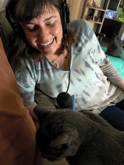 Mia the cat gets interviewed at Erica Atreya's Folsom home.