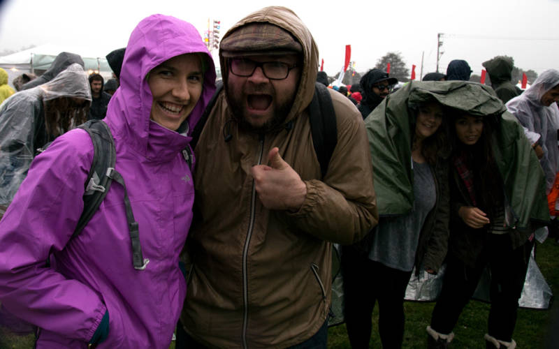 Ponchos were the height of festival fashion. 