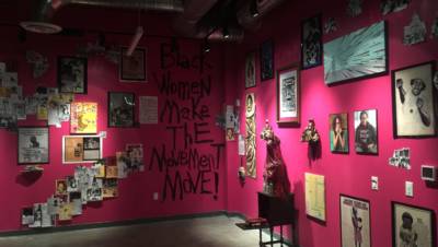 The ‘Comrade Sister’ shrine honoring prominent women of the Black Panther Party at Impact Hub Oakland’s Omi Gallery.