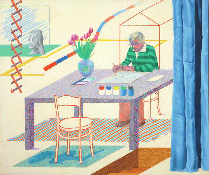 Hockney painted "Self-Portrait with Blue Guitar" in 1977.